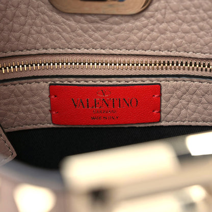 Valentino Garavani Pebbled Calfskin Small Rockstud Flip Lock Hobo Poudre 9 of 9