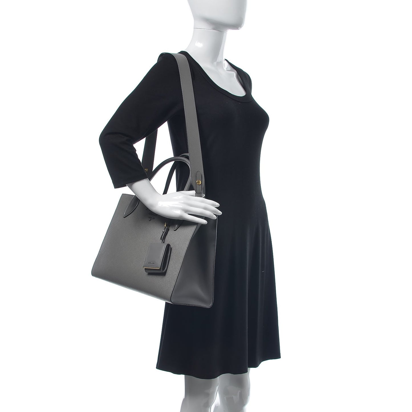 Saffiano Cuir Calfskin Large Monochrome Top Handle Tote Marmo