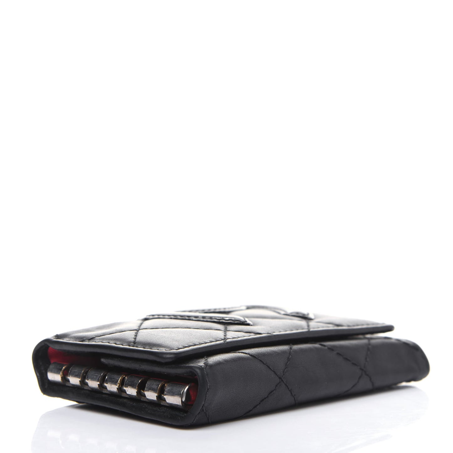 Calfskin Quilted Cambon 6 Key Holder Black