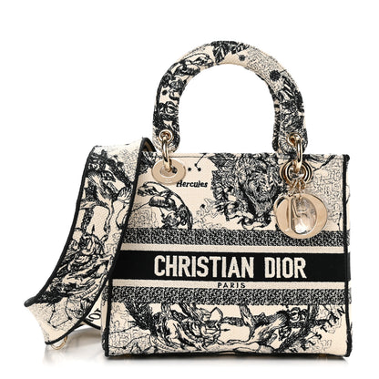 Christian Dior Canvas Embroidered Zodiac Toile De Jouy Medium Lady D-Lite Latte 1 of 11