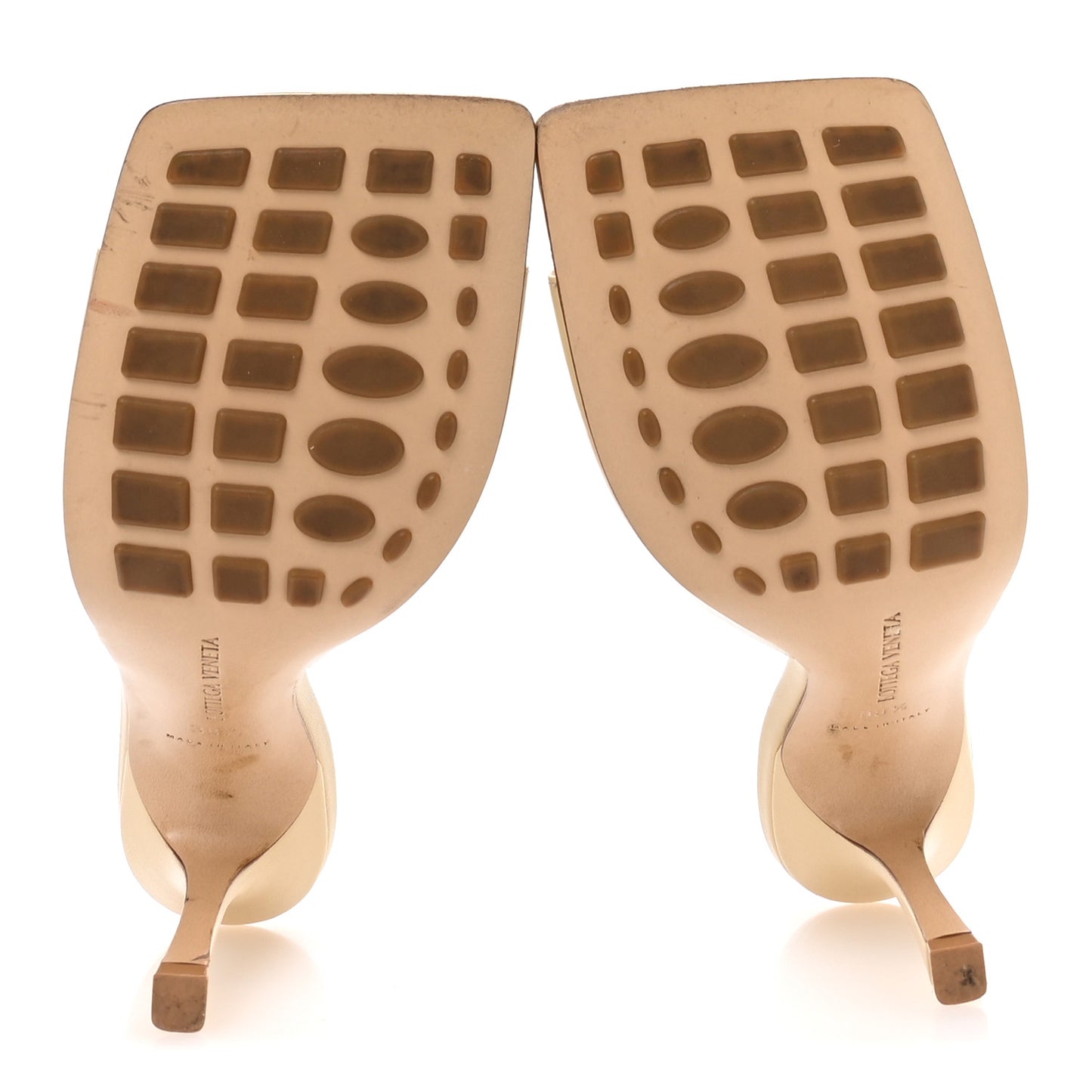 Lambskin Stretch Mule Sandals 38.5 Nude