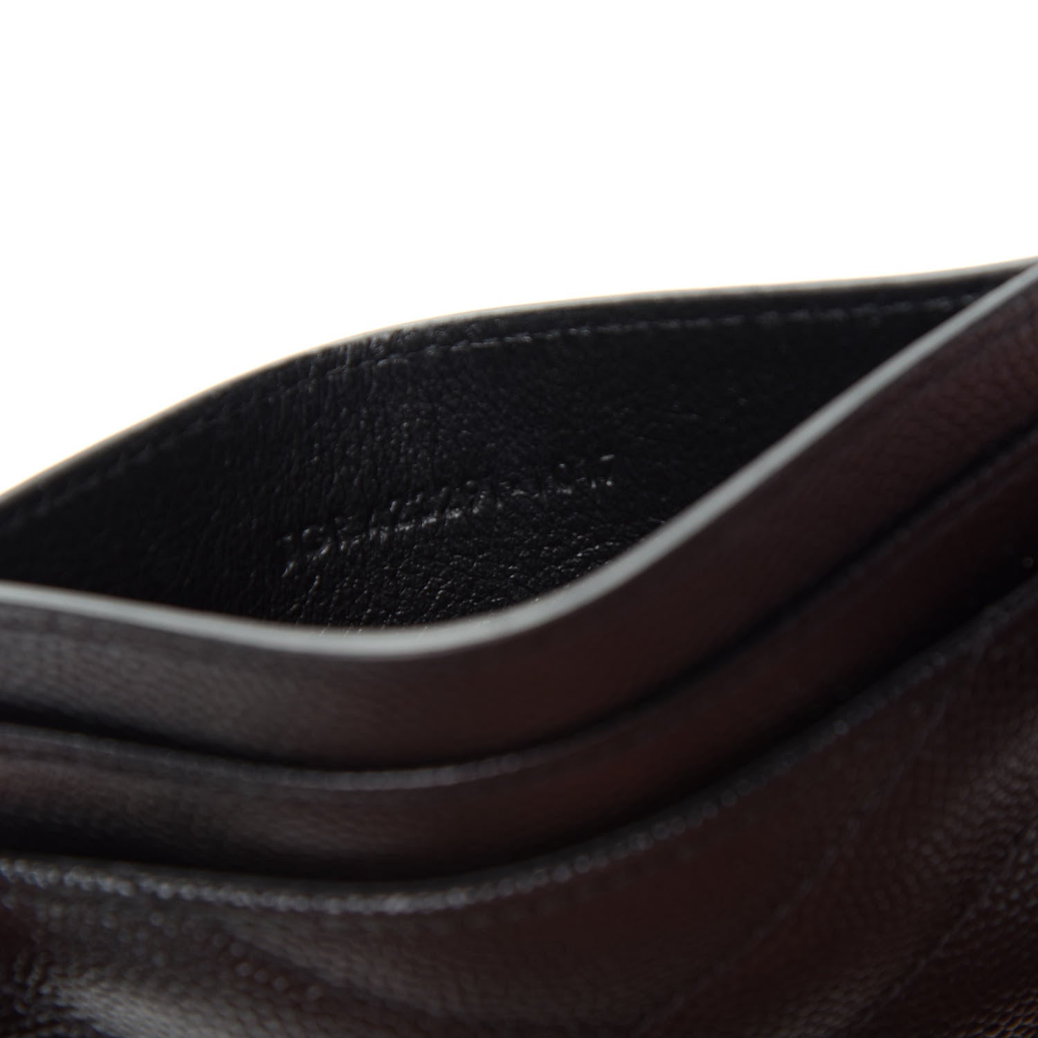 Saint Laurent Grain De Poudre Matelasse Chevron Monogram Credit Card Case Black 7 of 7
