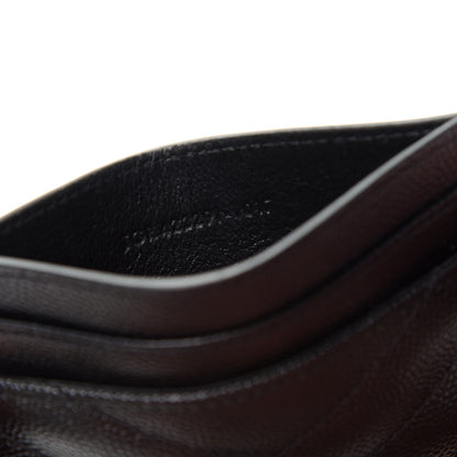 Saint Laurent Grain De Poudre Matelasse Chevron Monogram Credit Card Case Black 7 of 7