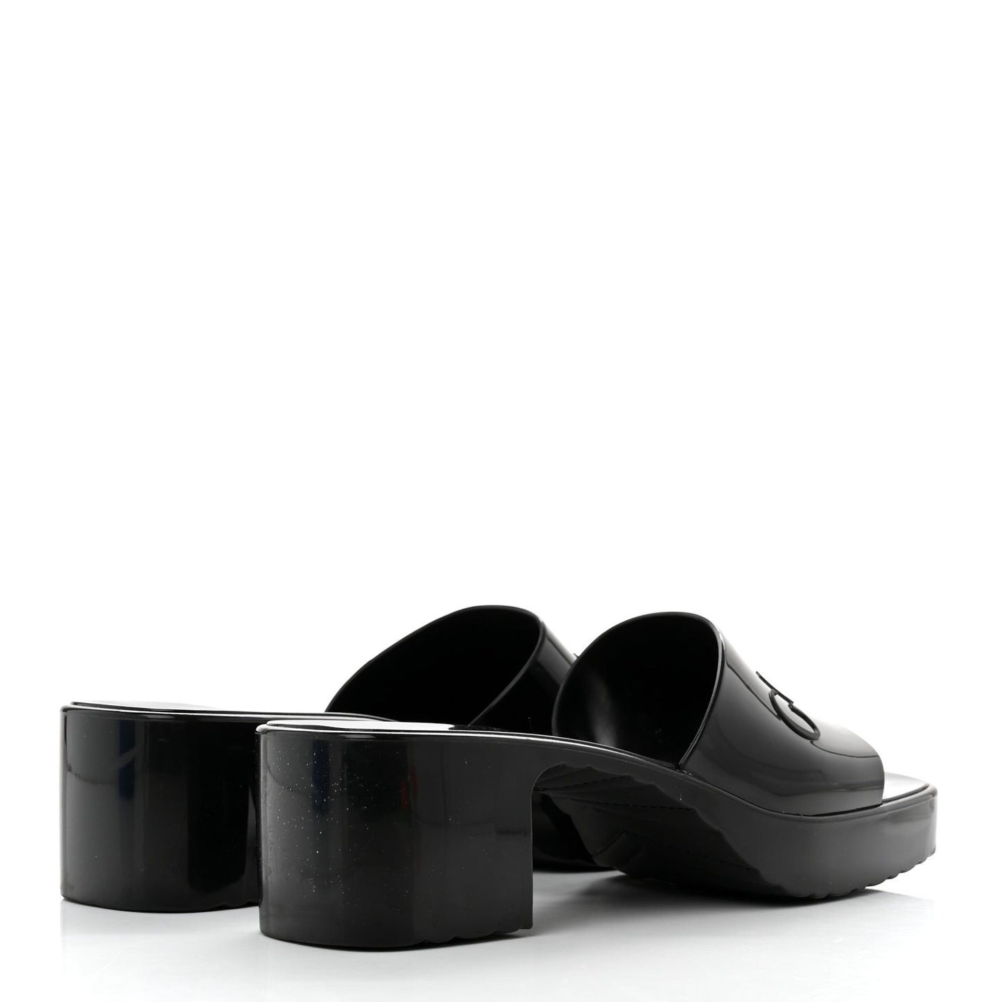 Rubber Gucci Logo Womens Platform 20/60mm Slide Sandals 37 Black
