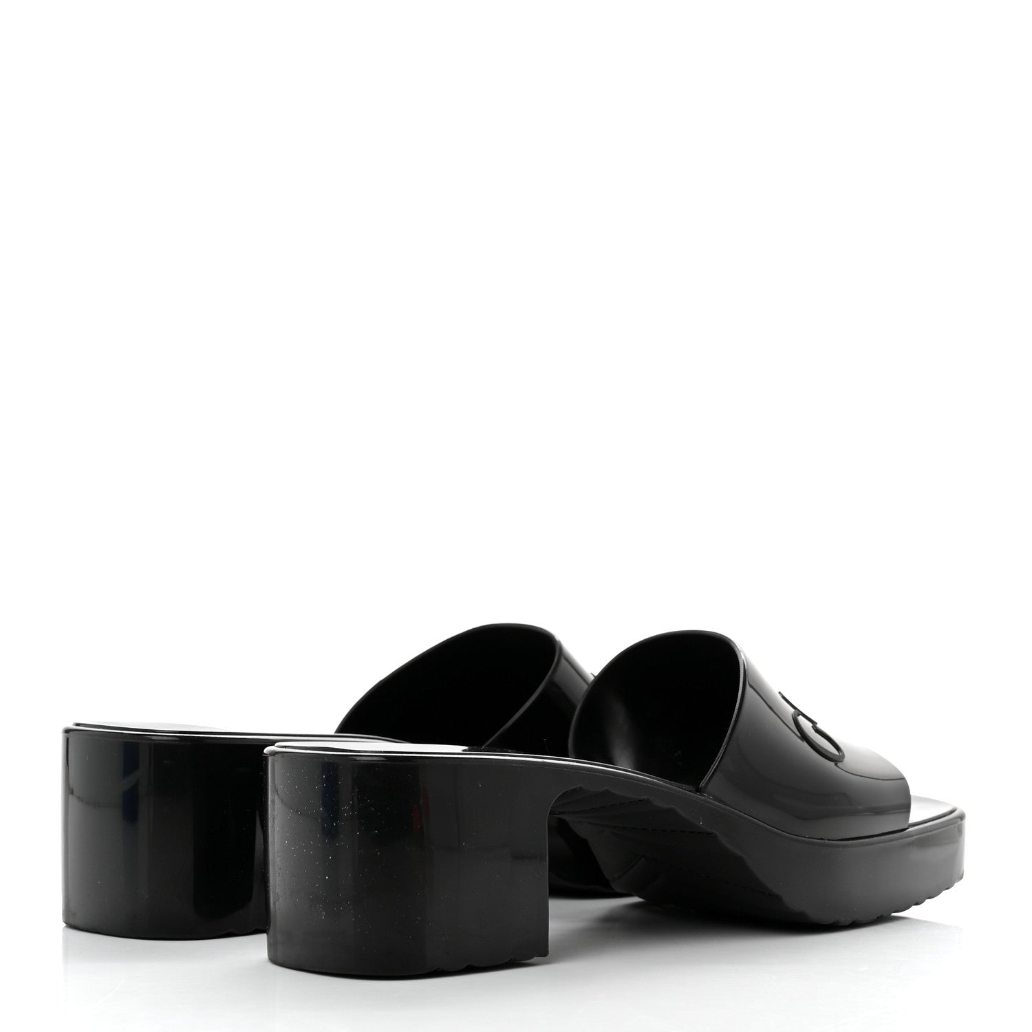 Gucci Rubber Gucci Logo Womens Platform 20/60mm Slide Sandals 37 Black 4 of 9