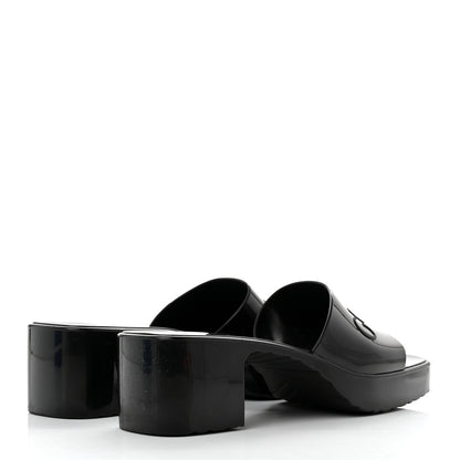 Gucci Rubber Gucci Logo Womens Platform 20/60mm Slide Sandals 37 Black 4 of 9