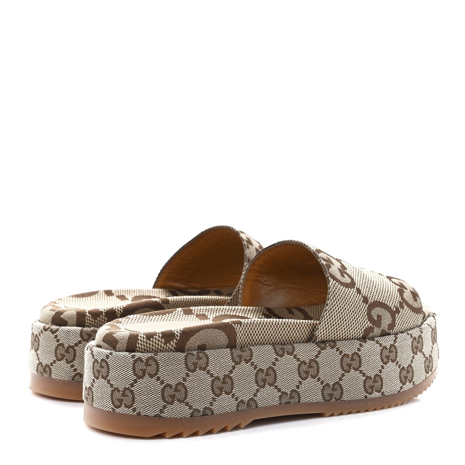 Gucci Monogram Maxi GG Angelina Platform 55mm Slide Sandals 38 Camel Ebony 4 of 9