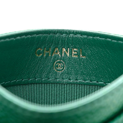 Chanel Metallic Caviar Quilted Card Holder Green 6 of 9