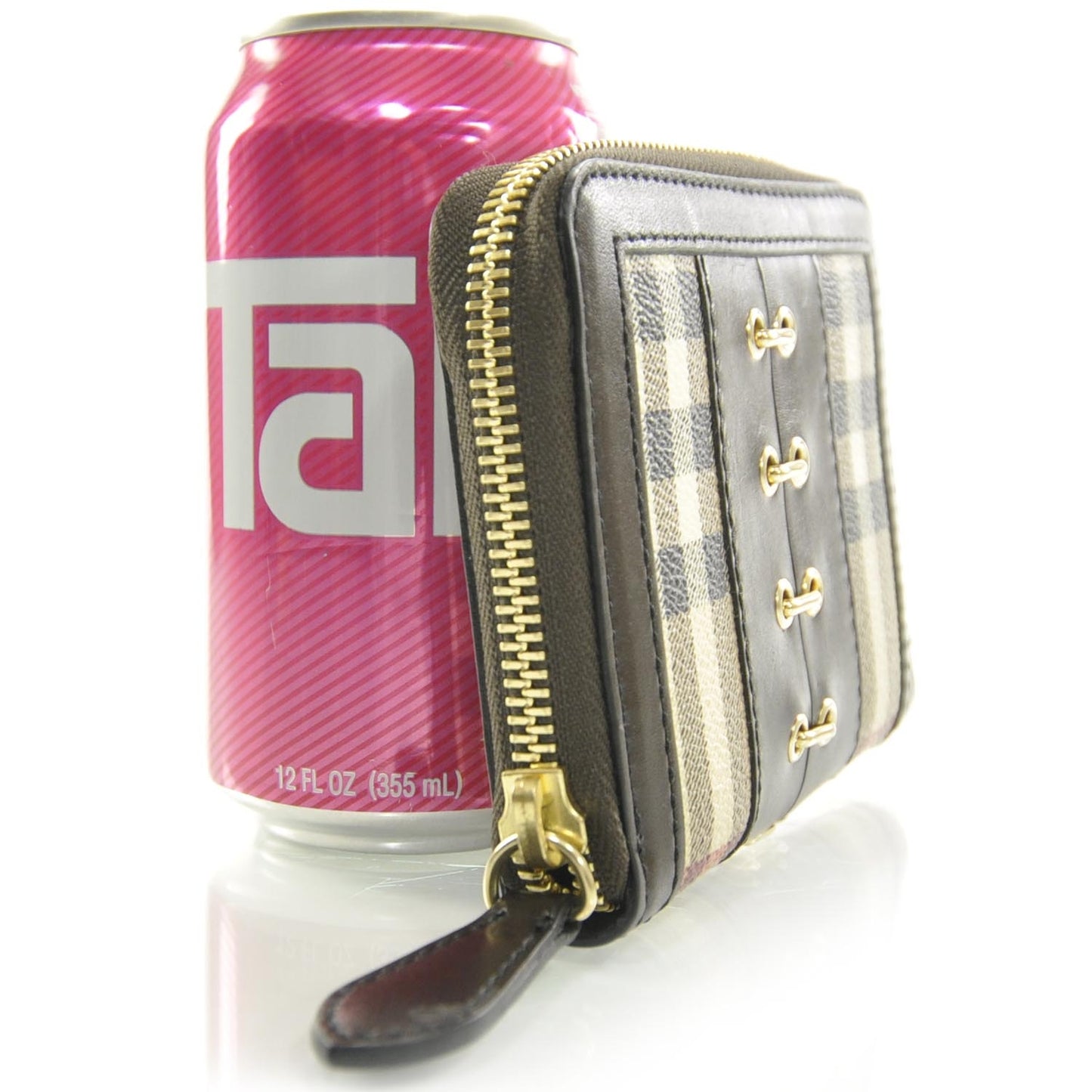 House Check Metal Stitch Compact Wallet
