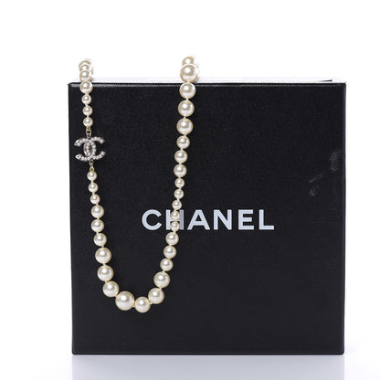 Chanel Graduated Pearl CC Long Necklace Light Gold 5 of 5