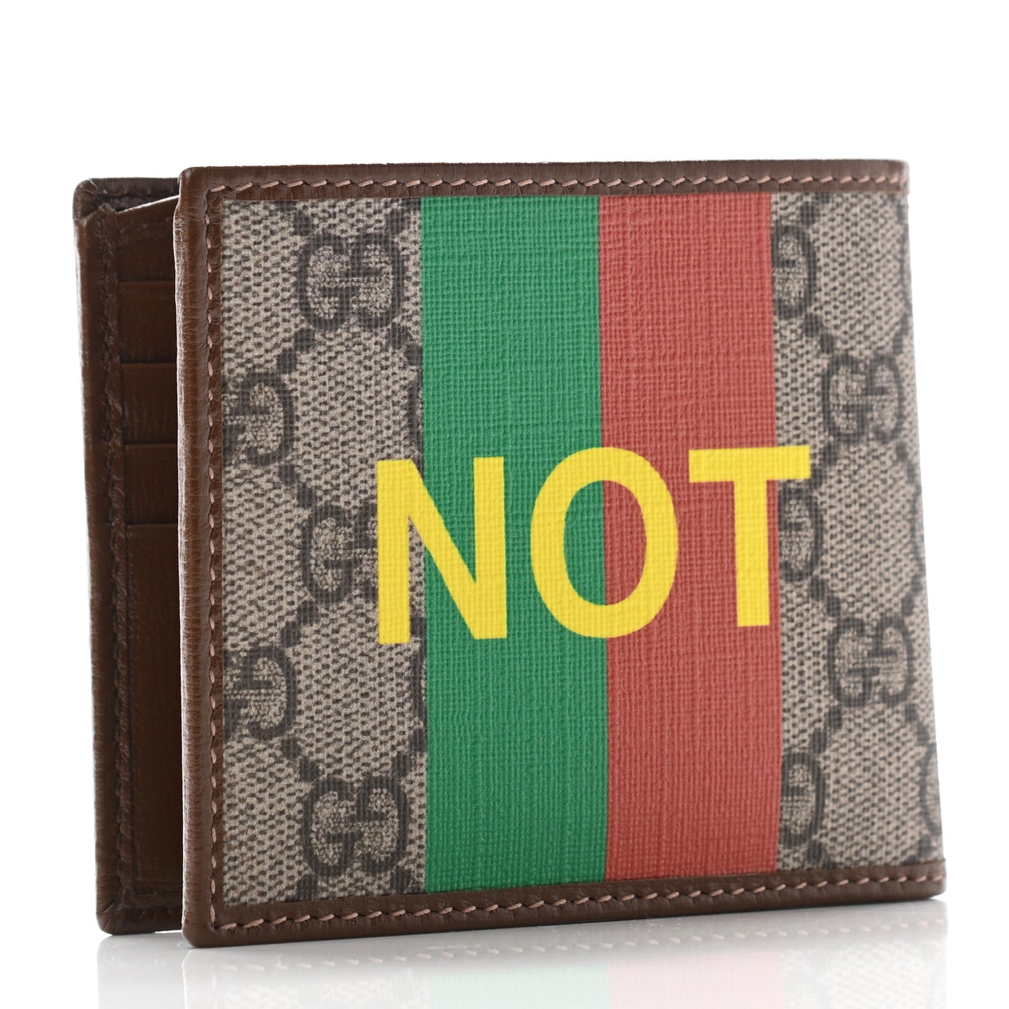 GG Supreme Monogram Azalea Calfskin Fake/Not Bi-Fold Wallet Beige Ebony Brown Sugar