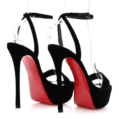 Christian Louboutin Velvet Loubi Queen Alta 150 Platform Sandals 39 Black 5 of 11