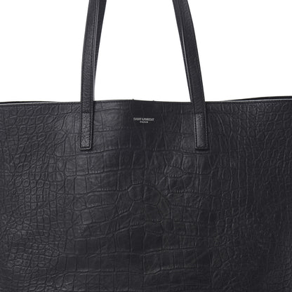 Saint Laurent Calfskin Crocodile Embossed Large Shopper Tote Black 9 of 14