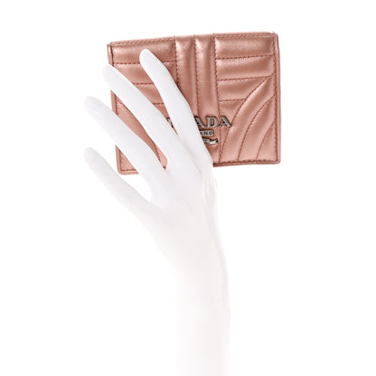 Prada Metallic Nappa Impunture Diagramme Wallet Rosa Mordore 2 of 7