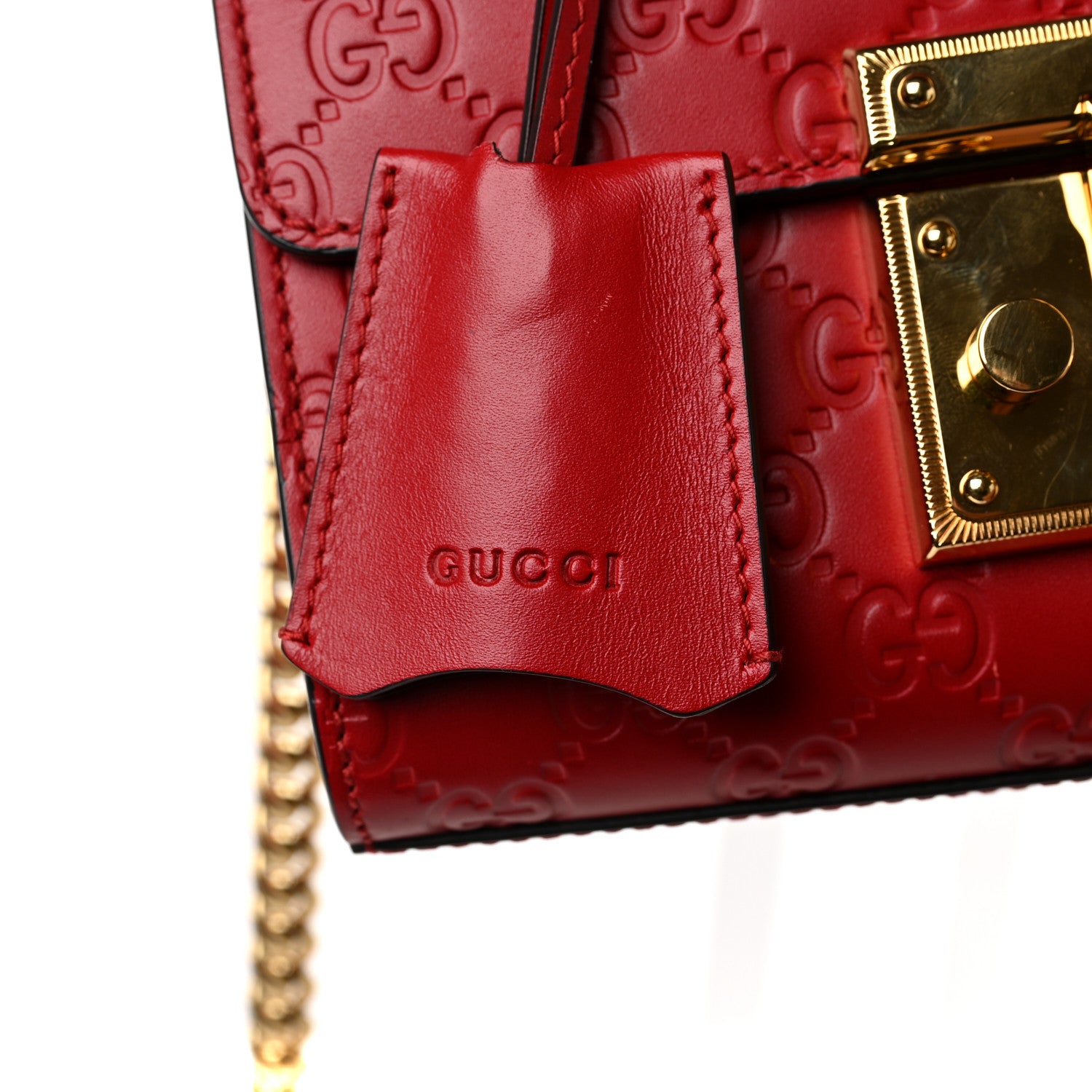 Gucci Guccissima Small Padlock Shoulder Bag Hibiscus Red 10 of 11
