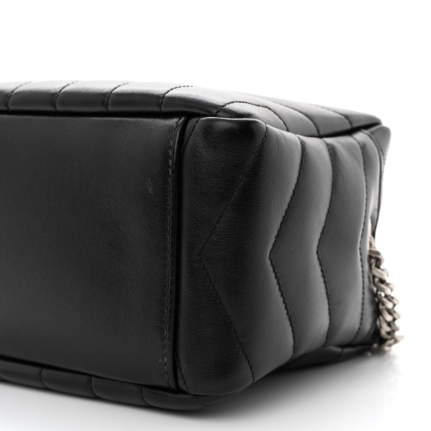 Calfskin Y Quilted Monogram Small Loulou Bowling Bag Black