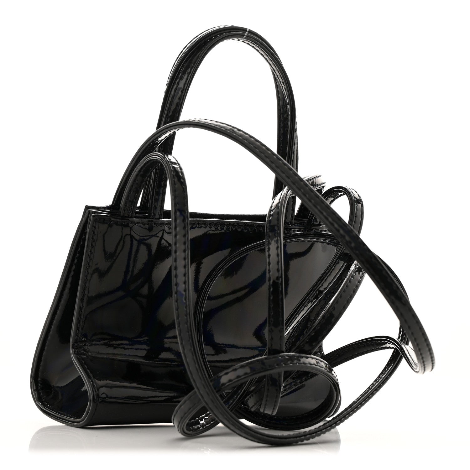 Telfar Patent Vegan Leather Small Shopping Bag Black Rainbow 3 of 10