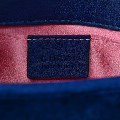 Gucci Velvet Matelasse Mini GG Marmont Shoulder Bag Cobalt Blue 6 of 10