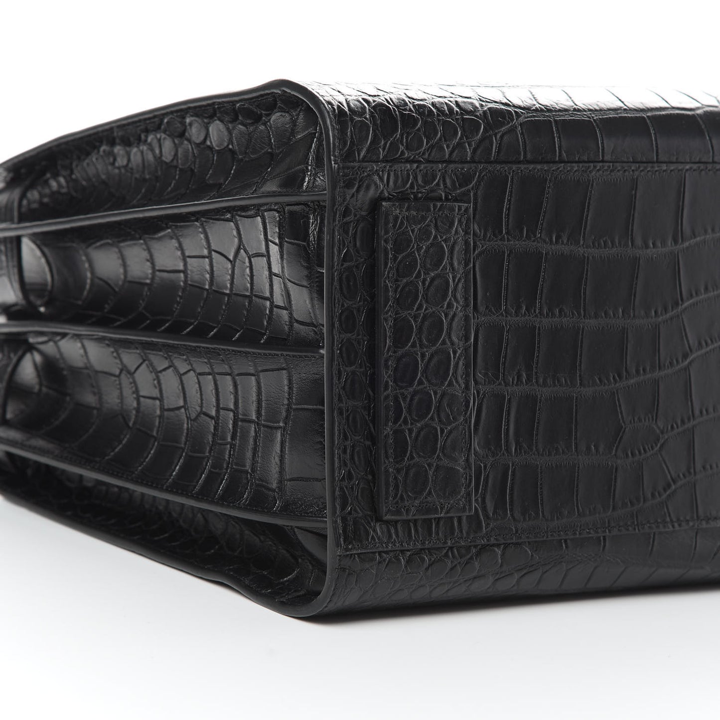 Calfskin Crocodile Embossed Medium Supple Sac de Jour Black