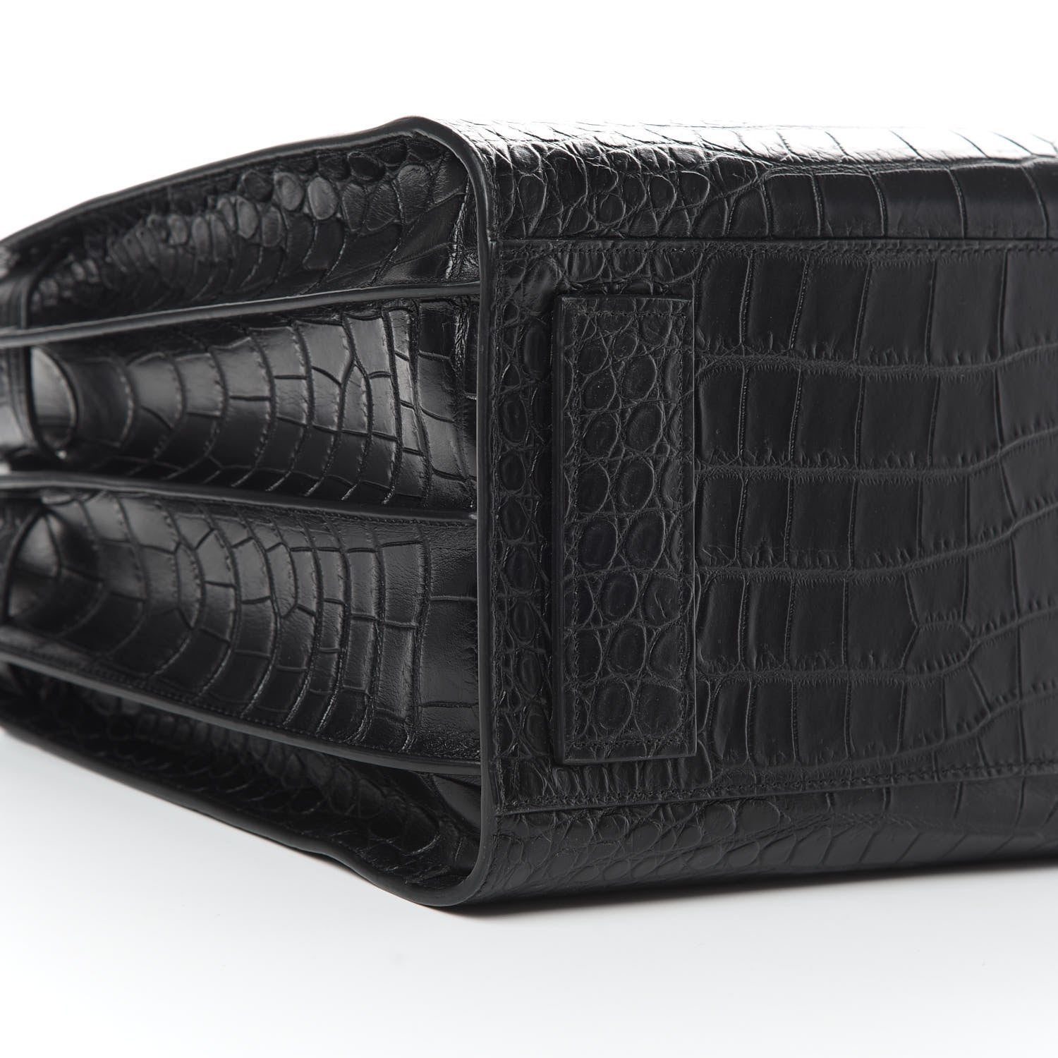Saint Laurent Calfskin Crocodile Embossed Medium Supple Sac de Jour Black 9 of 12