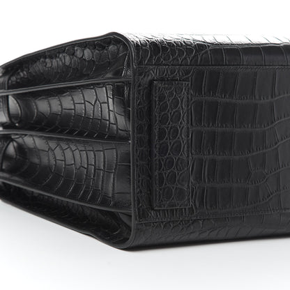 Saint Laurent Calfskin Crocodile Embossed Medium Supple Sac de Jour Black 9 of 12