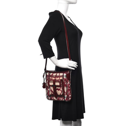 Burberry Nova Check Heart Crossbody Clutch Bag Berry Red 2 of 15