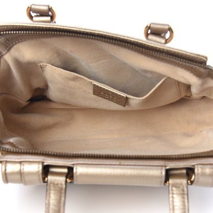 Gucci Metallic Pebbled Calfskin Small 1973 Top Handle Satchel Golden Beige 5 of 13