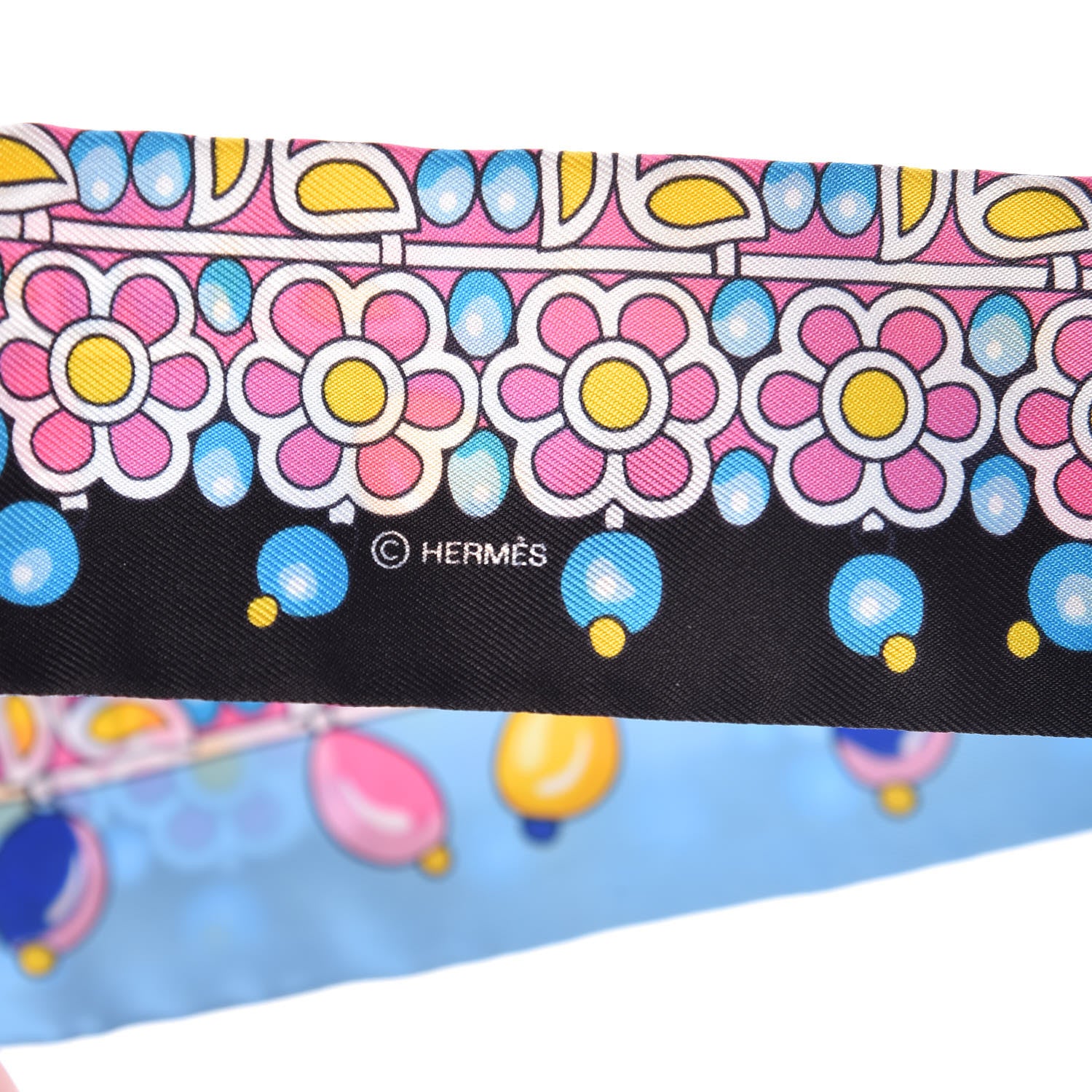Hermes Silk Parures Des Maharajas Twilly Ciel Black Rose Vif 4 of 5