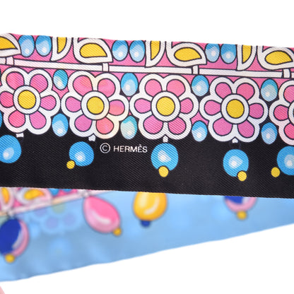 Hermes Silk Parures Des Maharajas Twilly Ciel Black Rose Vif 4 of 5