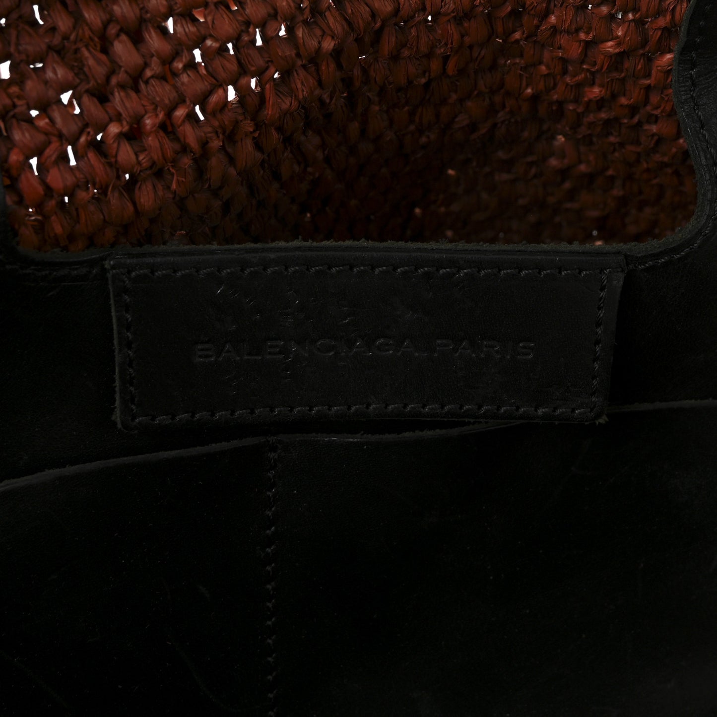 Raffia Calfskin Panier Basket Tote Brown Black