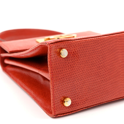 Salvatore Ferragamo Lizard Iconic Small Top Handle Bag Orange 8 of 9