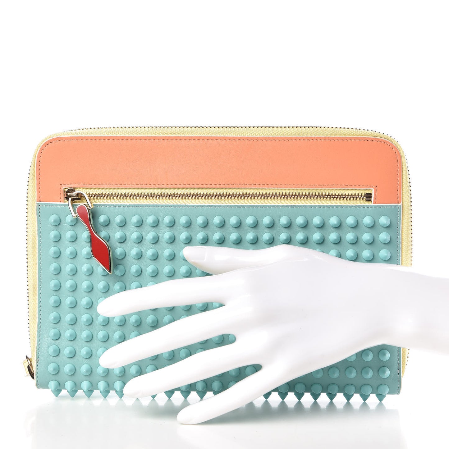 Calfskin Spiked Wristlet Multicolor
