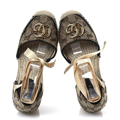 Gucci Monogram Matelasse GG Marmont Ankle Wrap Platform 35/120mm Espadrille Wedges 35 Beige Ebony Black Sand Storm 2 of 13