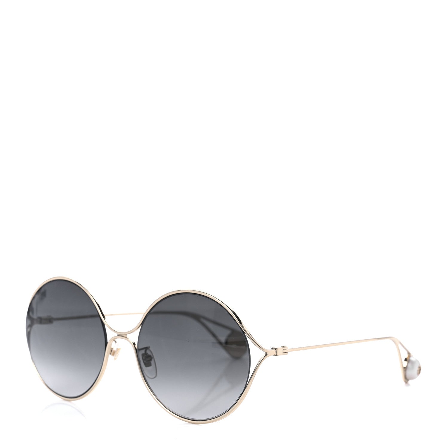 Gucci Metal Round Pearl Tip Sunglasses GG0253S Gold 1 of 8