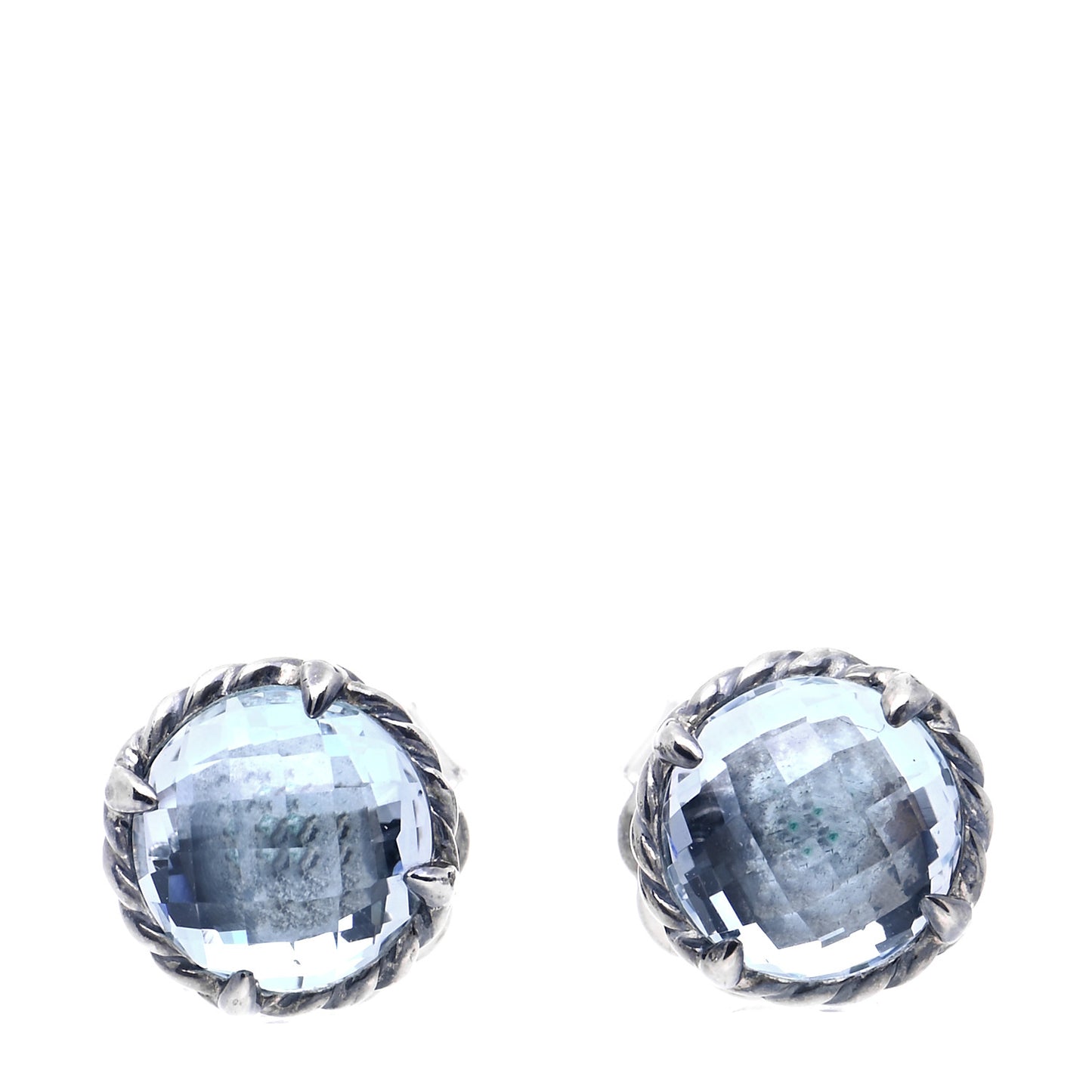 Sterling Silver Blue Topaz 8mm Chatelaine Earrings