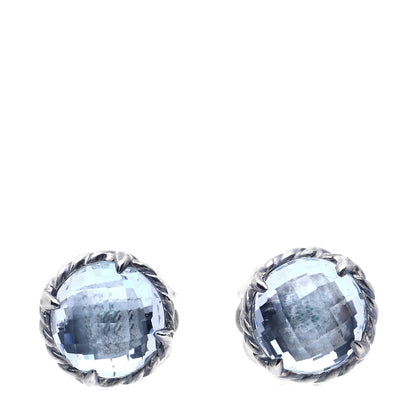 David Yurman Sterling Silver Blue Topaz 8mm Chatelaine Earrings 1 of 5