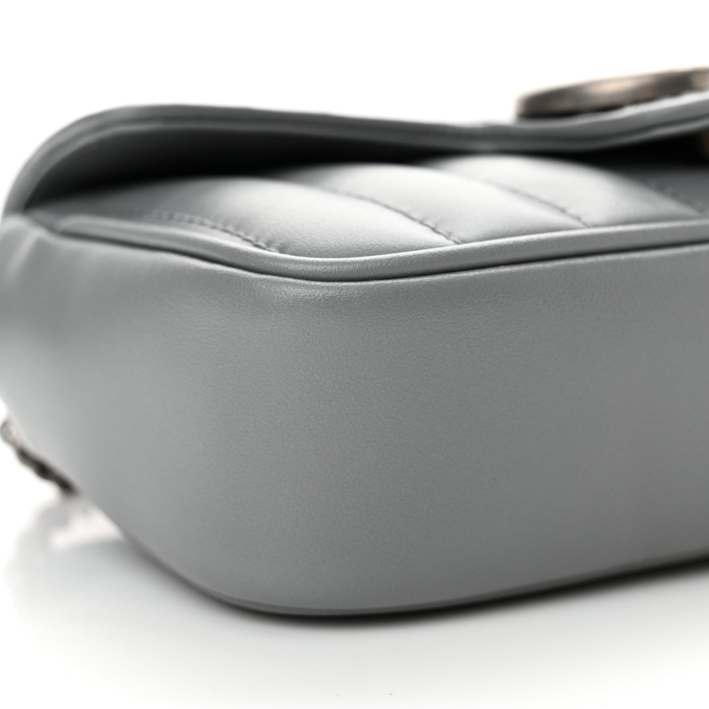 Calfskin Matelasse Aria Super Mini GG Marmont Shoulder Bag Deep Grey