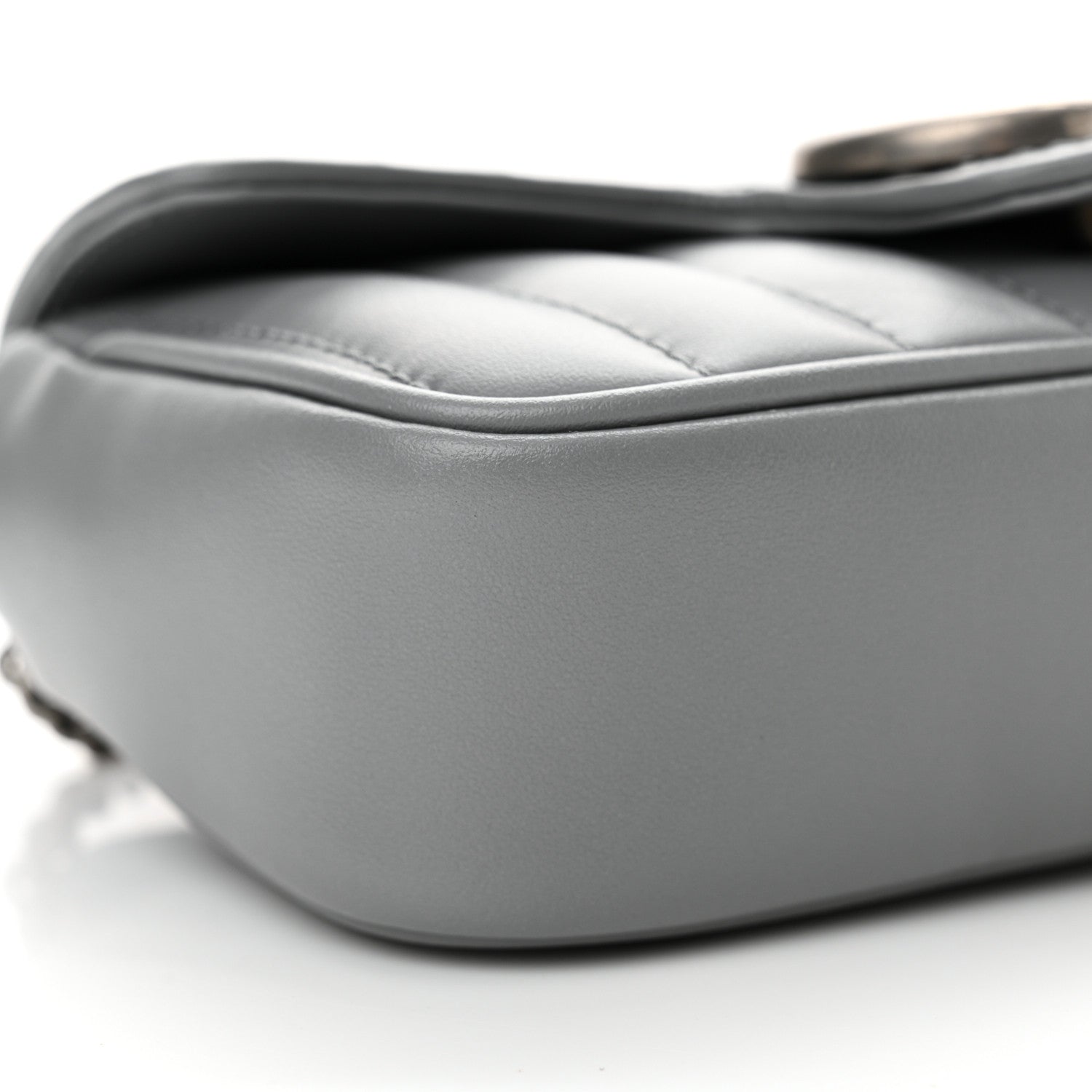 Gucci Calfskin Matelasse Aria Super Mini GG Marmont Shoulder Bag Deep Grey 9 of 13