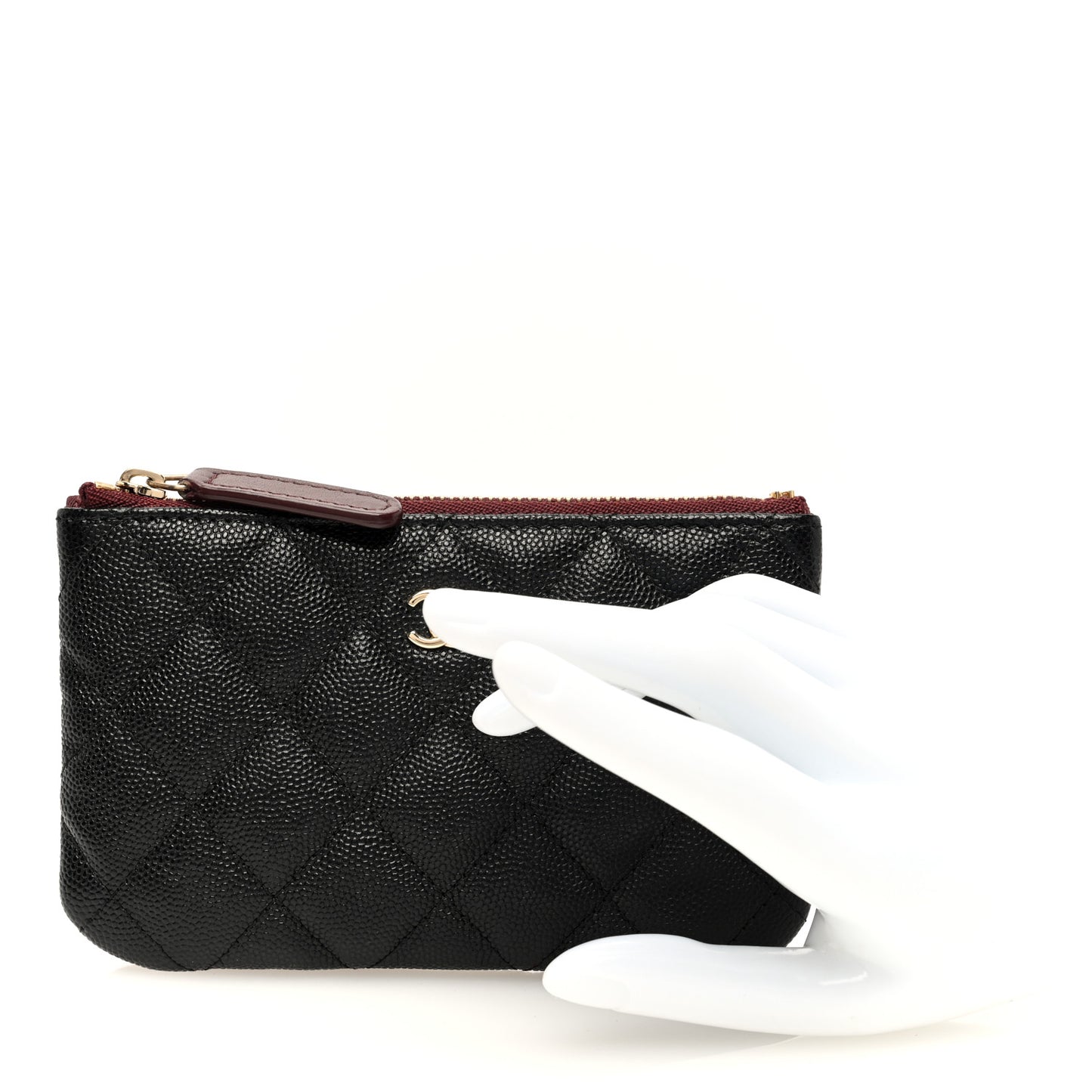 Caviar Quilted Small Cosmetic Case Black