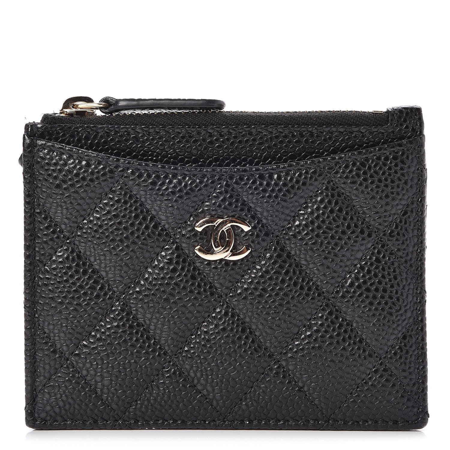 Chanel Caviar Quilted CC Zip Card Holder Black 1 of 8