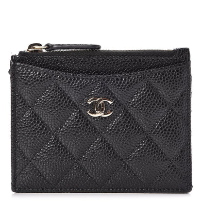 Chanel Caviar Quilted CC Zip Card Holder Black 1 of 8