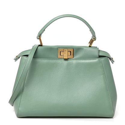 Fendi Nappa Mini Peekaboo Iconic Satchel Menta 1 of 8