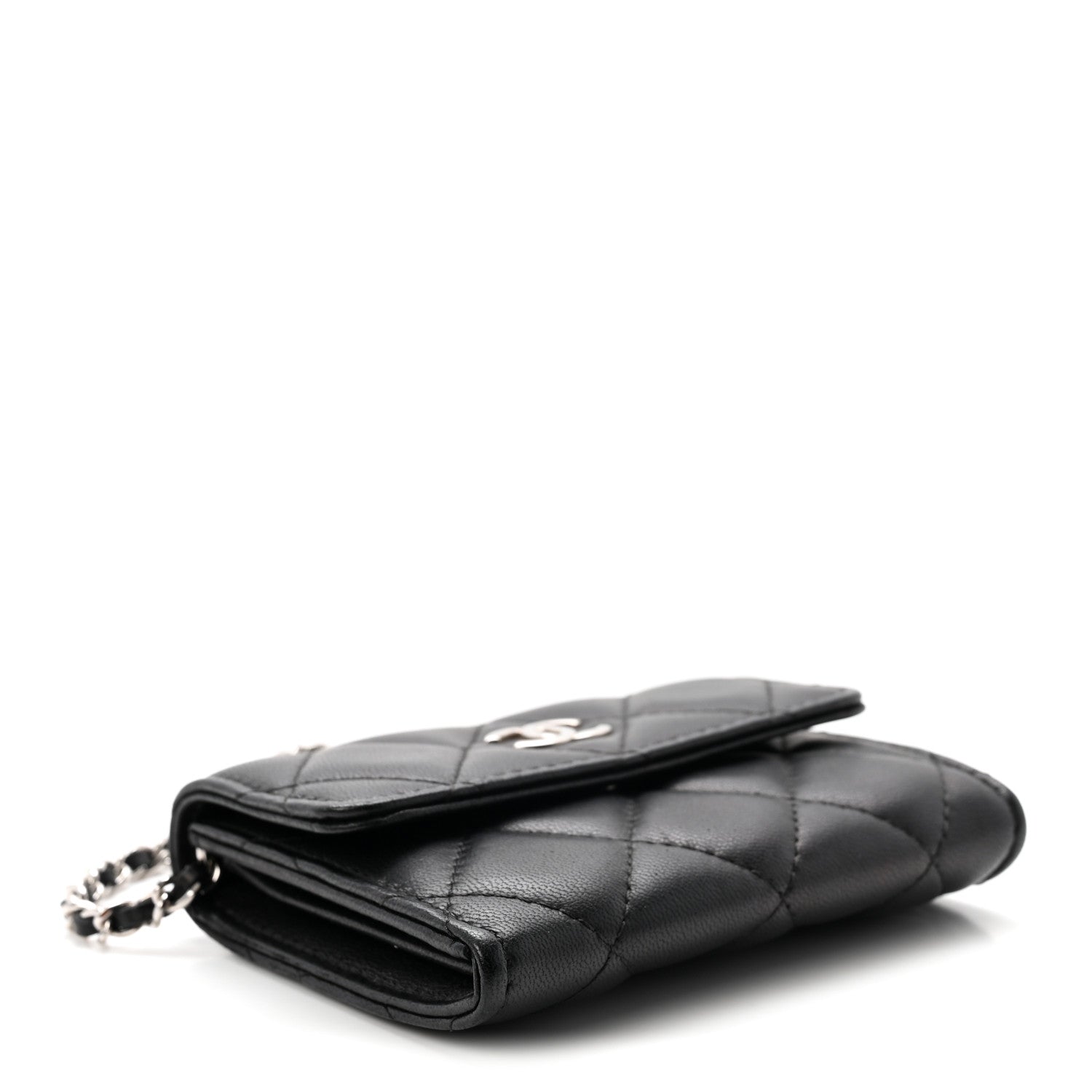 Chanel Lambskin Quilted Card Holder On Chain Black 4 of 11