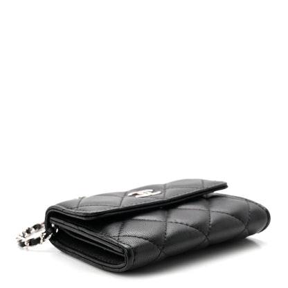 Chanel Lambskin Quilted Card Holder On Chain Black 4 of 11