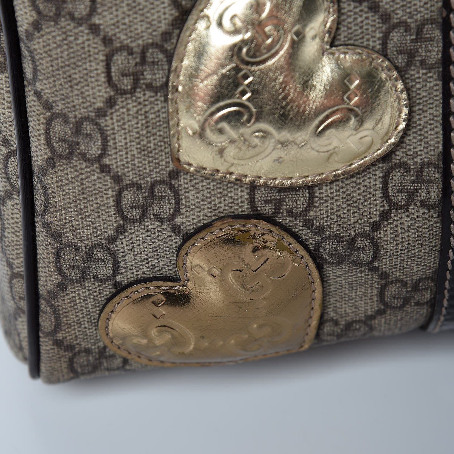 Gucci Monogram Guccissima Hearts Studded Medium Joy Boston Dark Brown 18 of 26
