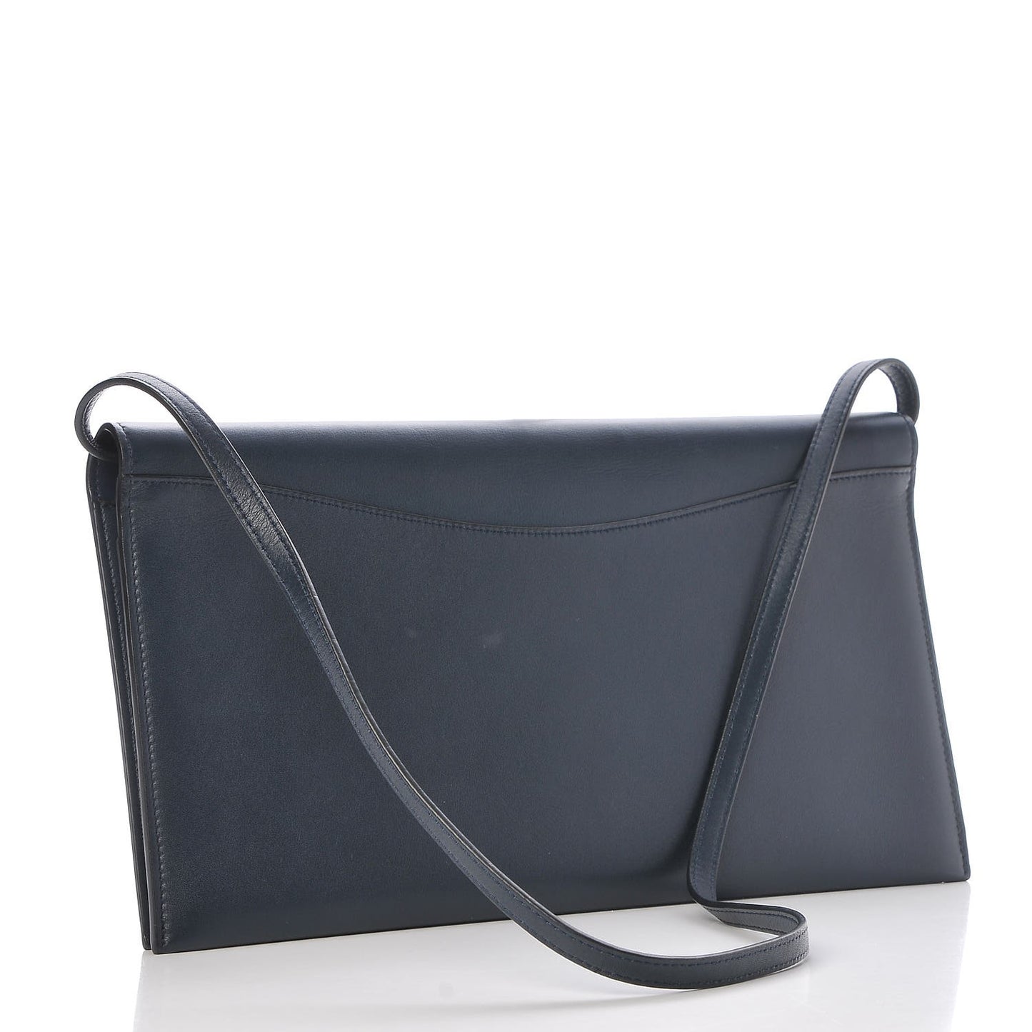 Smooth Calfskin Oval Clutch Navy