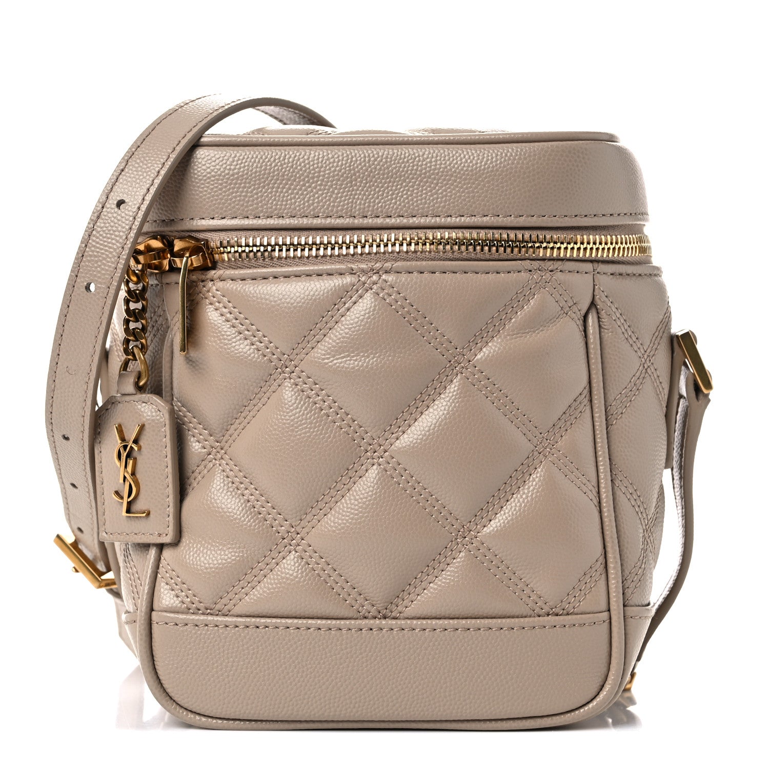Saint Laurent Grain de Poudre Quilted 80's Vanity Bag Dark Beige 1 of 10