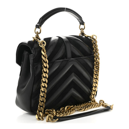 Saint Laurent Calfskin Suede Matelasse Chevron Monogram Medium College Bag Black 3 of 10