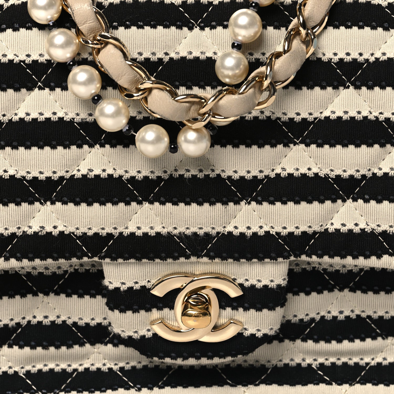 Chanel Jersey Quilted Medium Coco Sailor Flap Black White 8 of 12