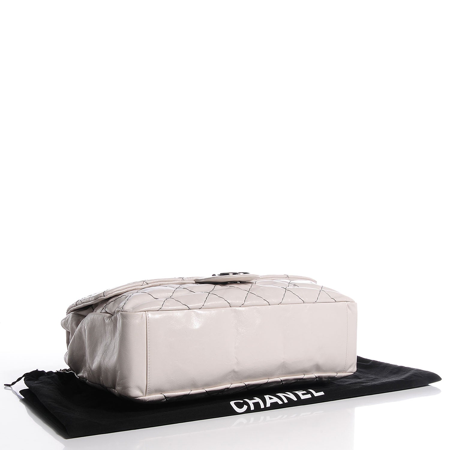 Chanel Glazed Goatskin Double Stitch Jumbo Flap White 4 of 7